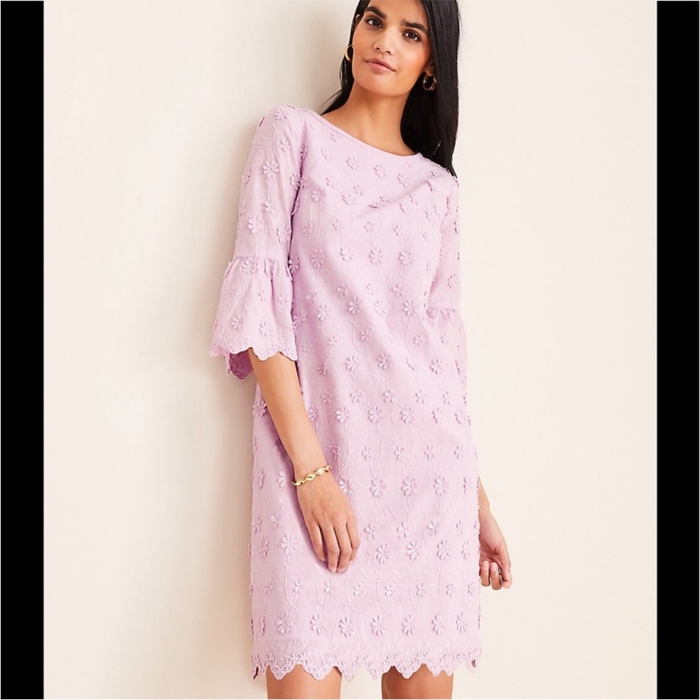 Ann Taylor daisy Floral Appliqué dress in dreamy lilac.‎ Worn about 3-4 times
